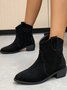 Vintage Suede Pointed Toe Chunky Heel Cowboy Boots