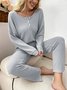 Waffle Loose Button Casual Two-Piece Set