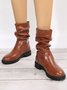 Plus Size Low Heel Slip On Slouchy Boots