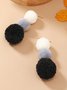 Casual Contrast Plush Ball Earrings Party Fashion Everyday Jewelry Dress Accessories