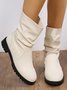 Plus Size Low Heel Slip On Slouchy Boots