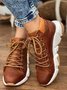 Vintage Comfort Soft Leather Lightweight Non-Slip Lace-Up Sneakers