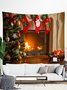 Christmas Tapestry Fireplace Xmas Tree Art For Backdrop Blanket Home Festival Decor In 51x60 Inches