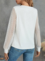 Casual V Neck Guipure Lace Insert Tee