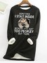 Women's Funny Cat Letter Crew Neck Sweatshirt