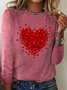 Women‘s Tee T-Shirt Heart Print Valentine's Day Gifts For Her Long Sleeve Spring Top Crew Neck White Black Red Khaki