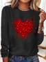 Women‘s Tee T-Shirt Heart Print Valentine's Day Gifts For Her Long Sleeve Spring Top Crew Neck White Black Red Khaki