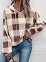 Plaid Fluff/Granular Fleece Fabric Loose Casual Sweatshirt