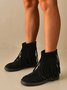 Womens's Faux Suede Fringe Trim Boots with Back Zipper