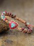 Heart Pattern Natural Turquoise Beaded Braided Bracelet Boho Ethnic Vintage Jewelry