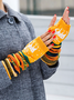 Striped Ethnic Pattern Long Half Finger Gloves Christmas Festive Vintage Accessories