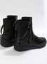 Vintage Buckle Decor Side Zip Warm Lined Boots