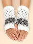 Casual Retro Snowflake Dot Pattern Half Finger Gloves Autumn and Winter Warm Clothes Matching Accessories