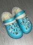 Text Letters Rhinestone Decor Vented Clogs Sandals