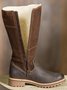 Vintage Patch Buckle Chunky Heel Zip-Up Boots Rider Boots