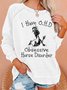Women Animal Crew Neck Long Sleeve Simple Daily Spring/Fall Sweatshirt