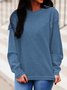 Blue Casual Solid Crew Neck Shirt & Top