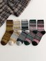 Retro Ethnic Pattern Striped Wool Socks Random Color