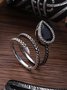 Vintage Silver Distressed Snake Pattern Diamond Ring Ethnic Jewelry