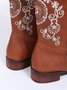 West Style Plus Size Floral Embroidery Cowboy Boots