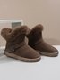 Casual Buckle Decor Faux Suede Furry Snow Boots