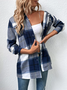 Casual Loose Shirt Collar Plaid Other Coat