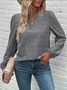 Casual Loose V Neck Color Block Blouse