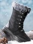Plus Size Non-Slip Furry Lined Lace-Up Outdoor Boots