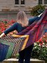 Casual Gradient Color Ethnic Pattern Woolen Scarf Shawl Autumn Winter Warmth Thickening Accessories
