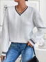 V Neck Cotton-Blend Casual Regular Fit Sweatshirt