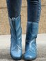 Vintage Plain Color Split Joint Side Zip Up Boots