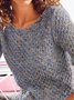 Ombre Yarn/Wool Yarn Crew Neck Boho Sweater