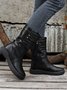 Vintage Studded Decor Zipper Side Slouchy Boots