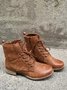 Red Stitched Brown Leather Vintage Casual Boots