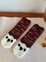 Casual Home Animal Pattern Coral Fleece Mid Tube Floor Socks Festive Party New Years Accessories