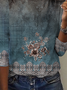 Loose Crew Neck Floral Casual T-Shirt