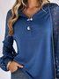 Lantern Sleeve Lace Casual V Neck Top