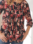Floral Loose Crew Neck Casual Blouse