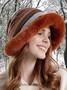 Casual Multicolor Striped Faux Fur Wide Brim Hat Beanie Daily Outdoor Accessories