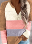Color Blocking Long Sleeve Shift Casual Sweater with zipper
