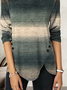 Ombre Striped Crew Neck Regular Fit Casual T-Shirt