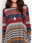 Casual Striped Crew Neck Loose Dress