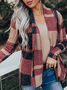 Casual Plaid Print Long Sleeve Open Front Coat