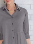 Buttoned Casual Ruched Dress