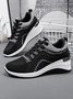 Breathable Mesh Fabric Wedge Heel Lace-Up Sneakers
