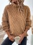 Fluff/Granular Fleece Fabric Plain Casual Half Turtleneck Sweatshirt