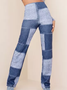 Regular Fit Color Block Casual Fashion Pants