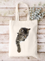 Hidden Cat Animal Graphic Casual Shopping Tote Bag