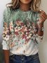 Casual Loose Crew Neck Floral T-Shirt