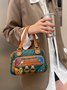 Retro Ethnic Style Mosaic Rhinestone Zipper Messenger Bag